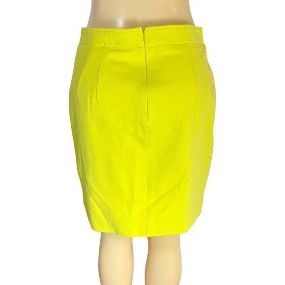 Dana Buchman Y2K Vibrant Neon Yellow‎ Straight Short Skirt Stretch Lined 12 - Picture 5 of 14